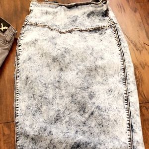 Knee length blue jean skirt